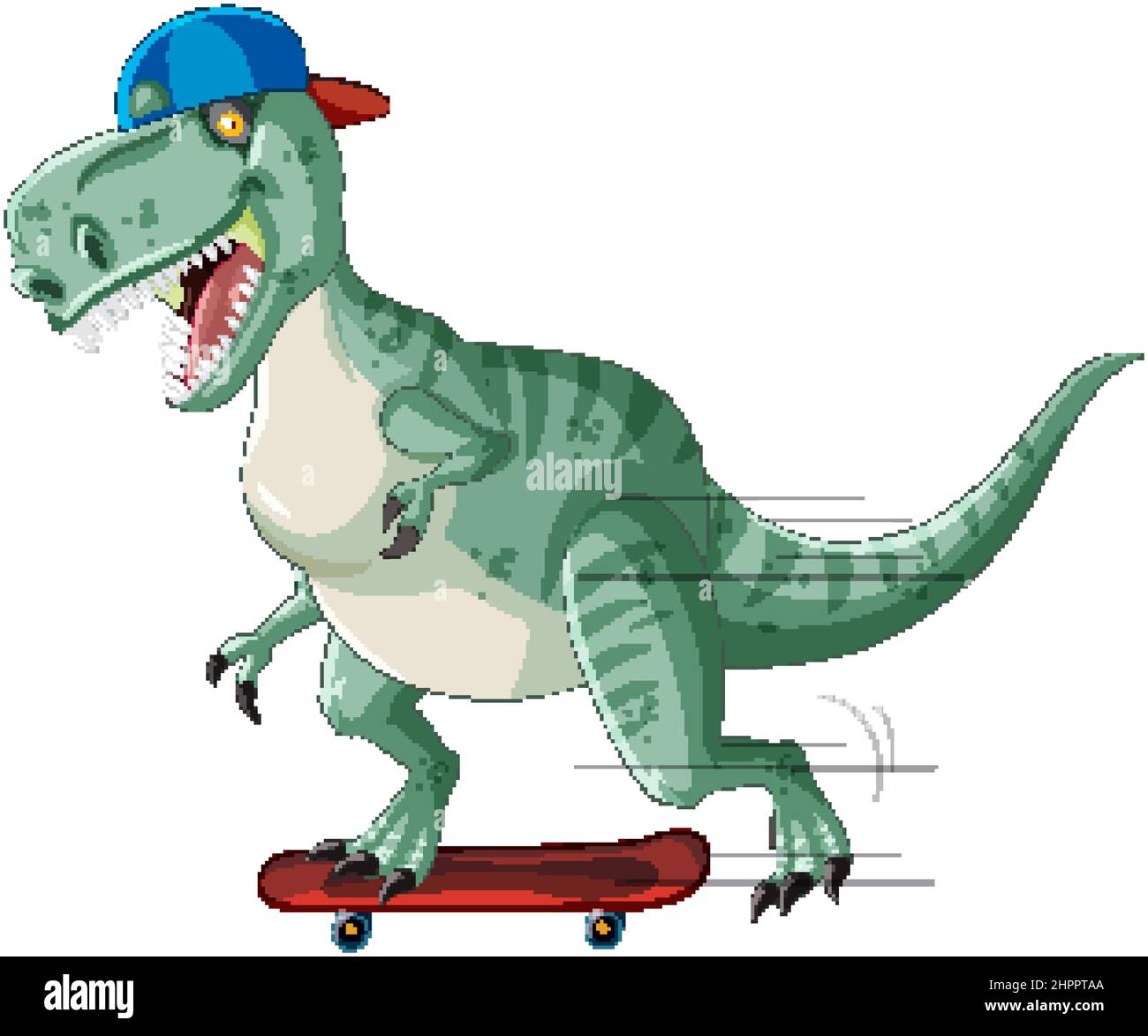 Tyrannosaurus rex dinosauro sullo skateboard in stile cartoon illustrazione  Immagine e Vettoriale - Alamy