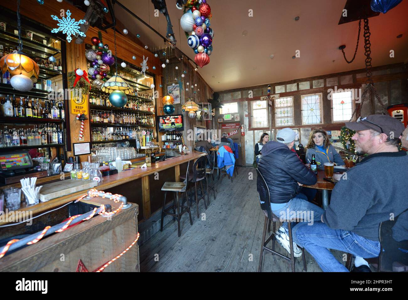 The Vibrant No Name Saloon on Main Street in Park City Utah, USA. Foto Stock