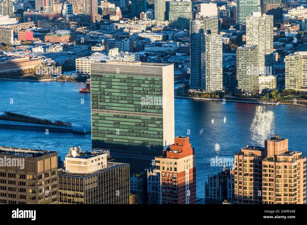 Vista della sede delle Nazioni Unite a New York City Foto Stock