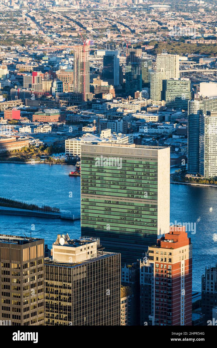Vista della sede delle Nazioni Unite a New York City Foto Stock