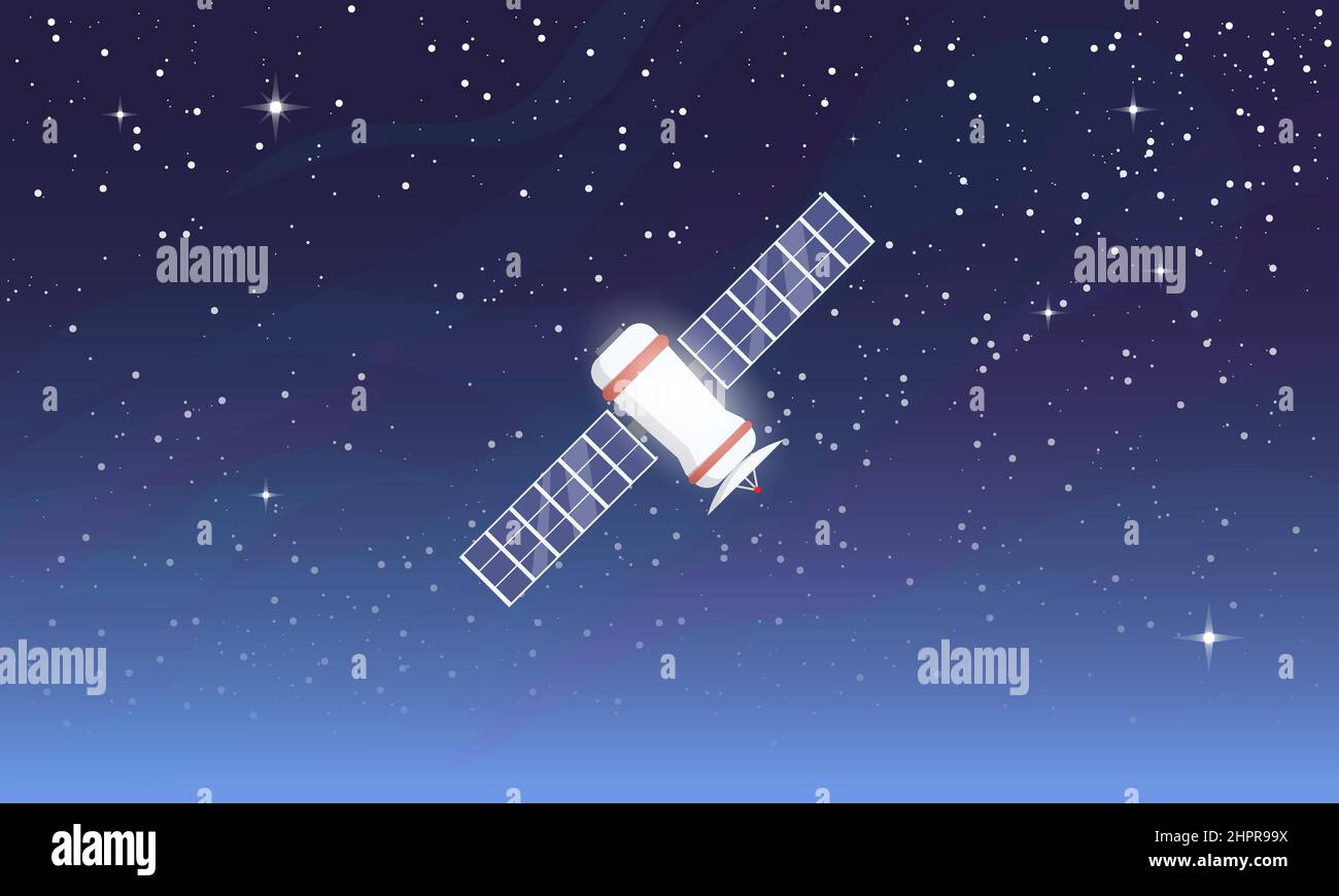 Satellite nello spazio vicino al pianeta Illustrazione Vettoriale