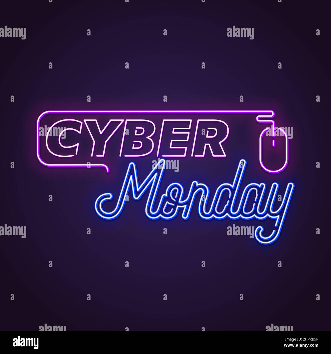 Cartello al neon Cyber monday Illustrazione Vettoriale