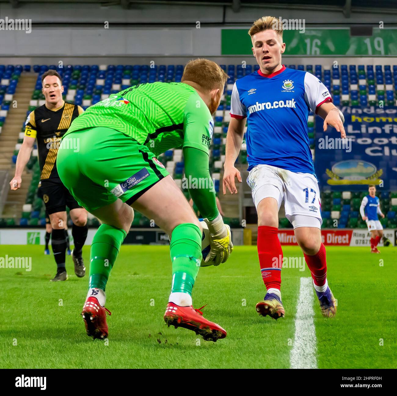 Chris McKee - Linfield Vs Larne in the Danske Bank Premiership, martedì 8th febbraio 2022 a Windsor Park, Belfast. Foto Stock