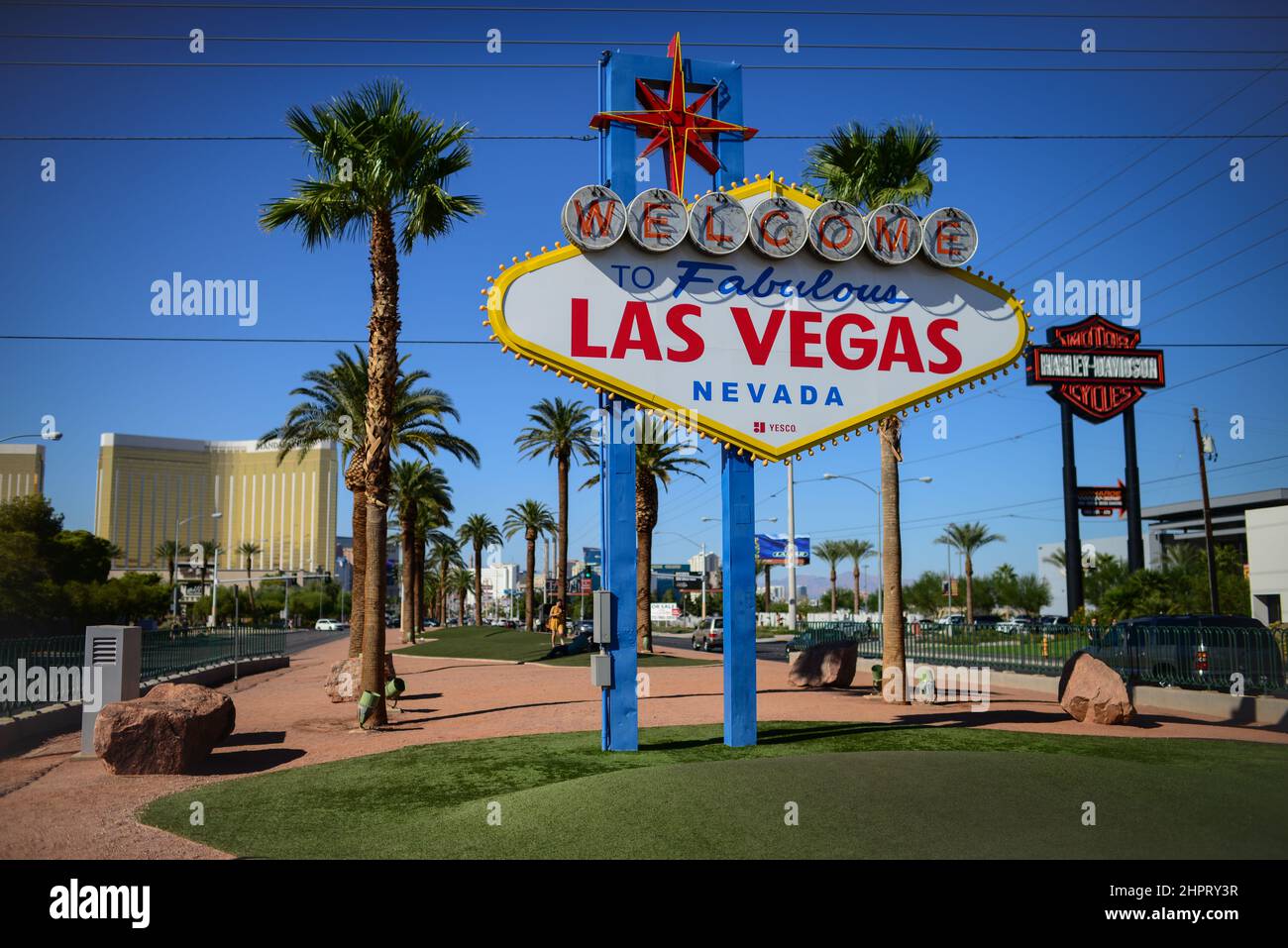 Il cartello Welcome to Fabulous Las Vegas è un punto di riferimento di Las Vegas finanziato nel maggio 1959 e eretto subito dopo da Western Neon. Foto Stock