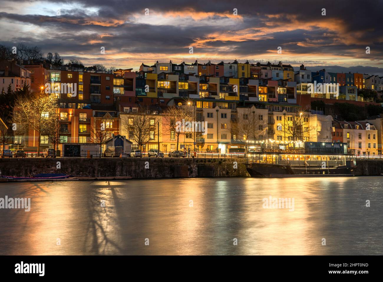 Skyline notturno di Bristol Foto Stock