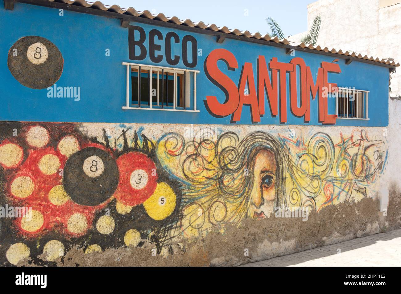 Murale colorato a parete, Espargos, SAL (IIha do SAL), República de Cabo (Capo Verde) Foto Stock