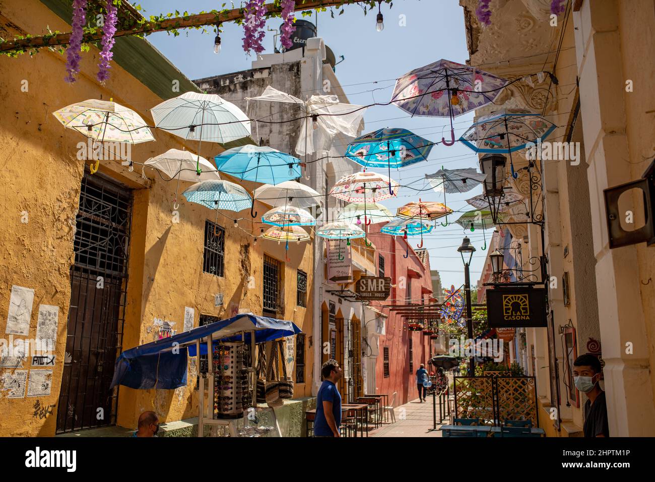 Un vicolo a Santa Marta, Colombia Foto Stock