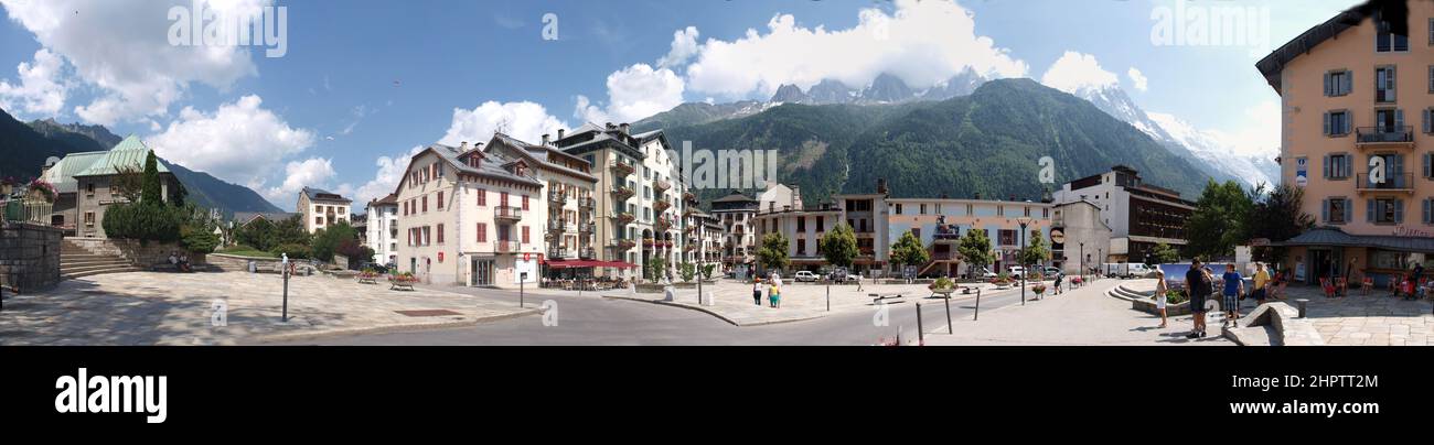 Chamonix-Mont-Blanc, sulle Alpi francesi, Haute Savoie, Chamonix, Francia Foto Stock