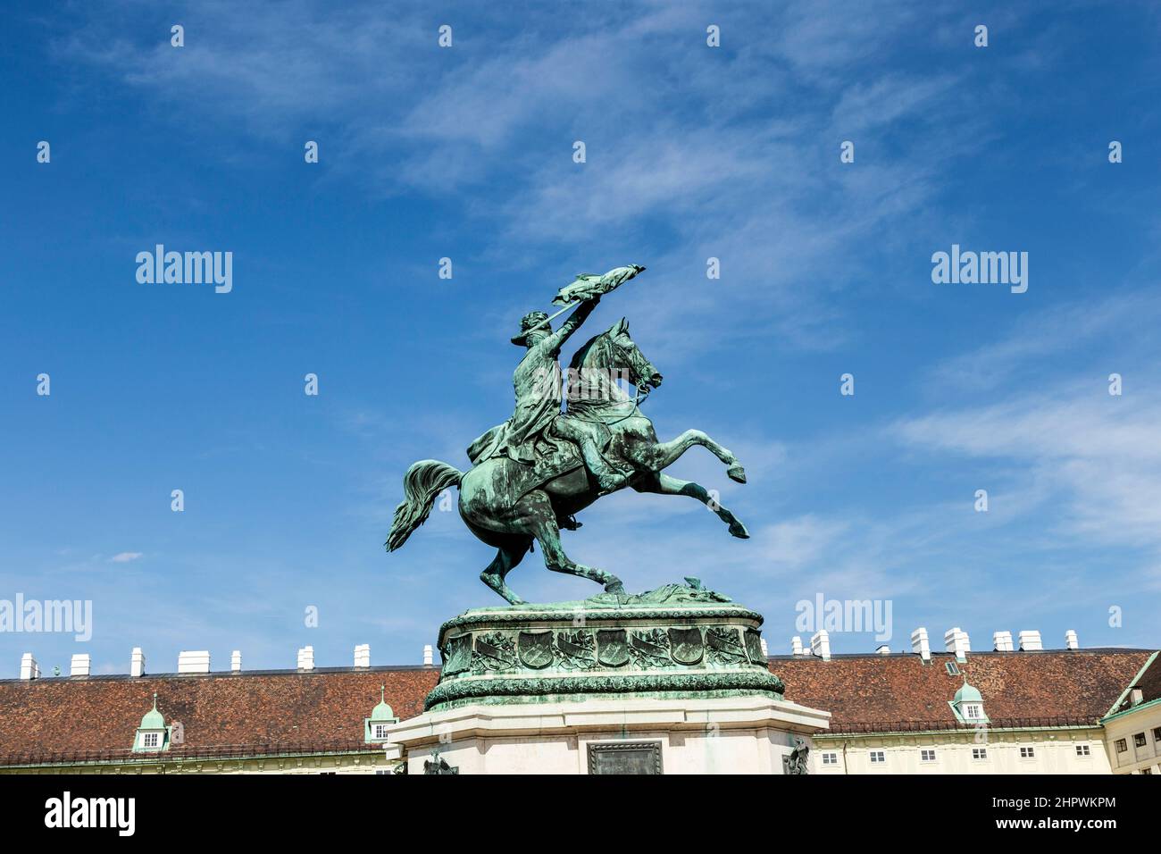 Austria, Arciduca Karl memoriale sulla Heldenplatz nel Wiener Hofburg Foto Stock