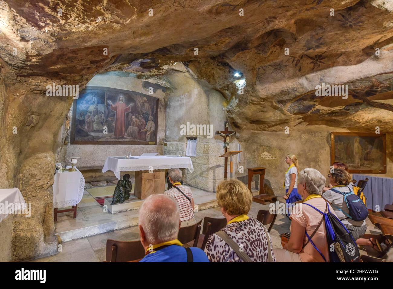 Grotta dei Cattolici di Betrayal, Monte degli Ulivi, Gerusalemme, Israele Foto Stock