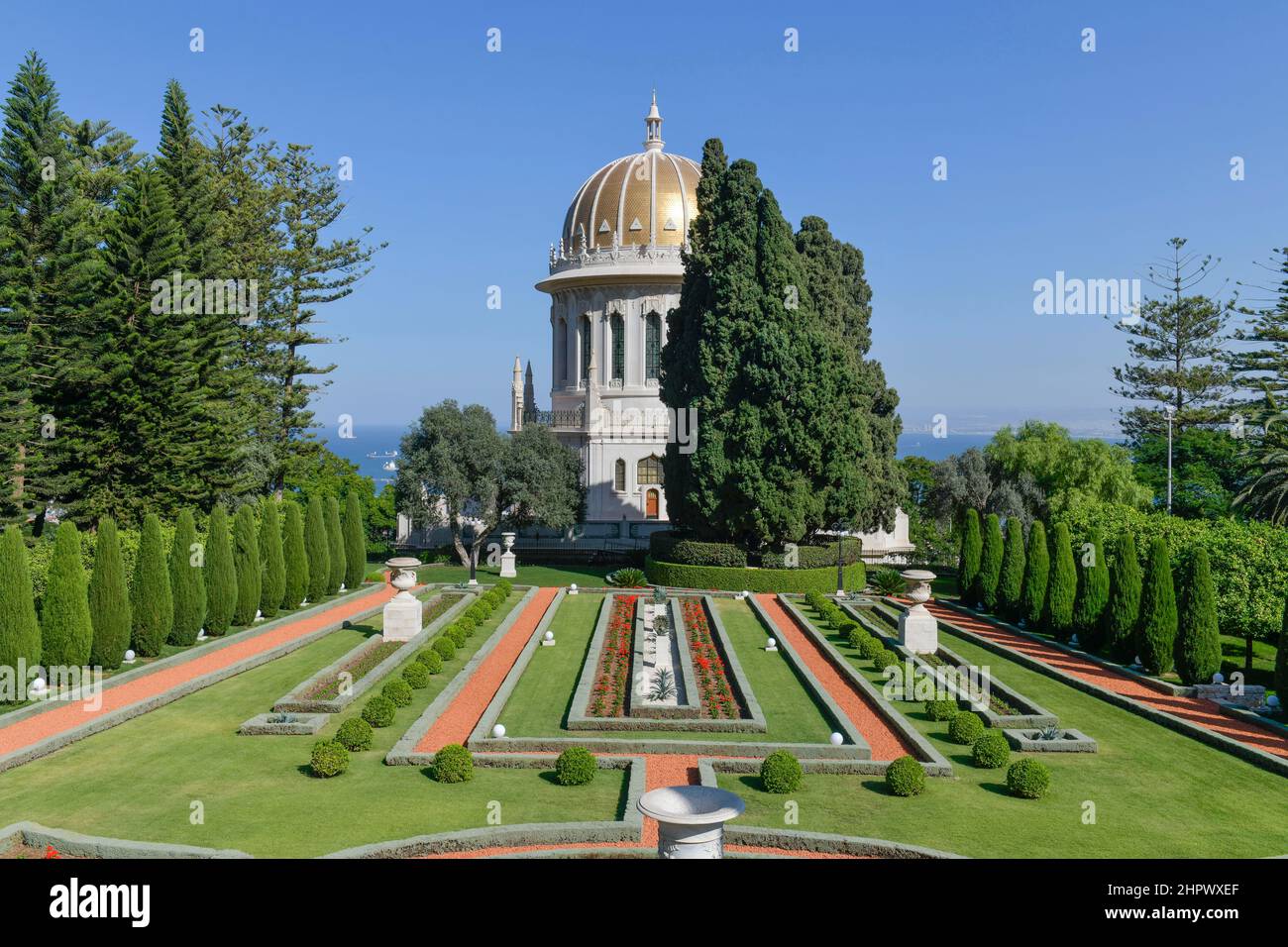 Bahai Gardens, Santuario del Bab, Haifa, Israele Foto Stock