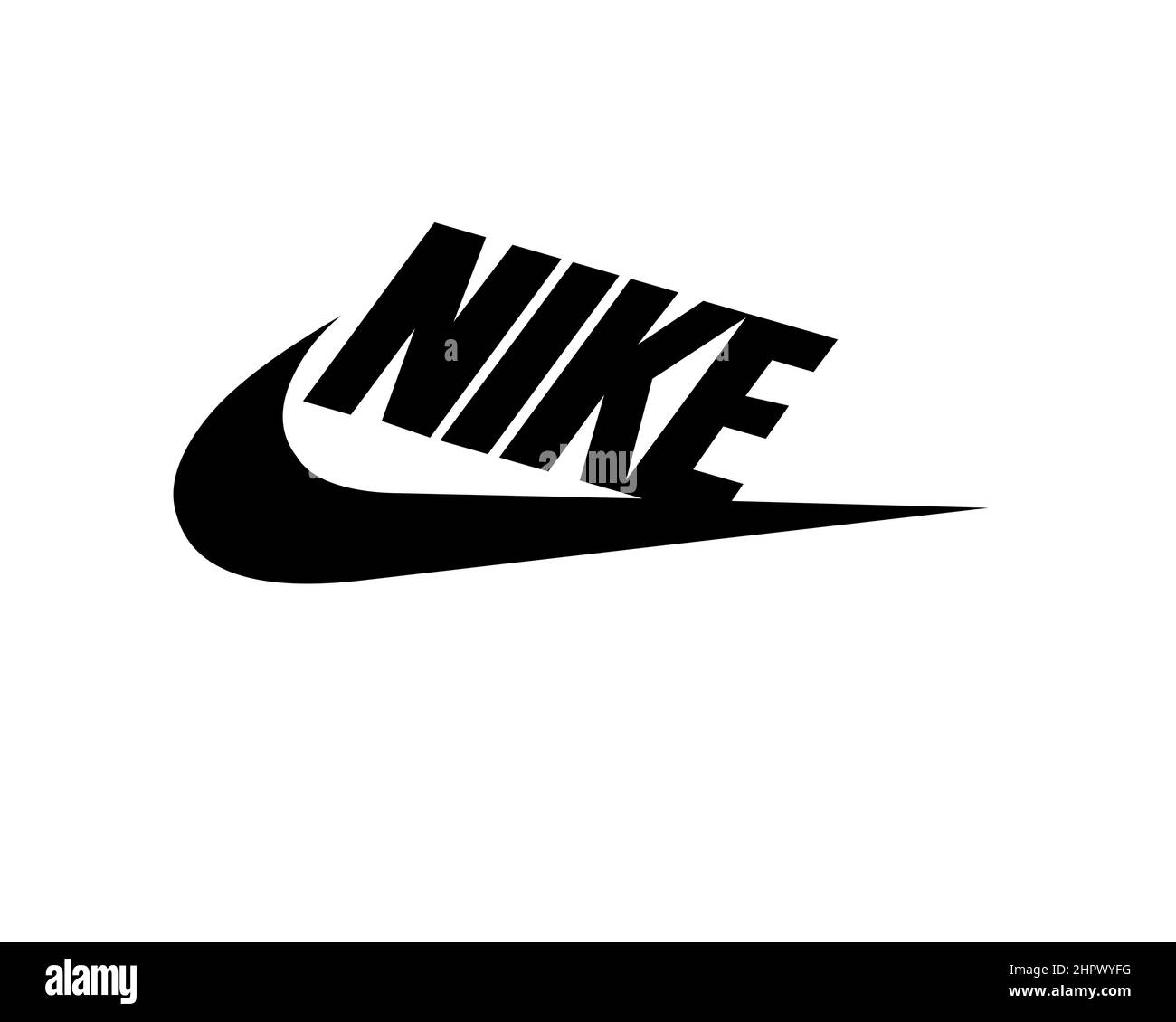 Nike, Inc. Nike, ruotata, sfondo bianco, logo, nome commerciale Foto stock  - Alamy