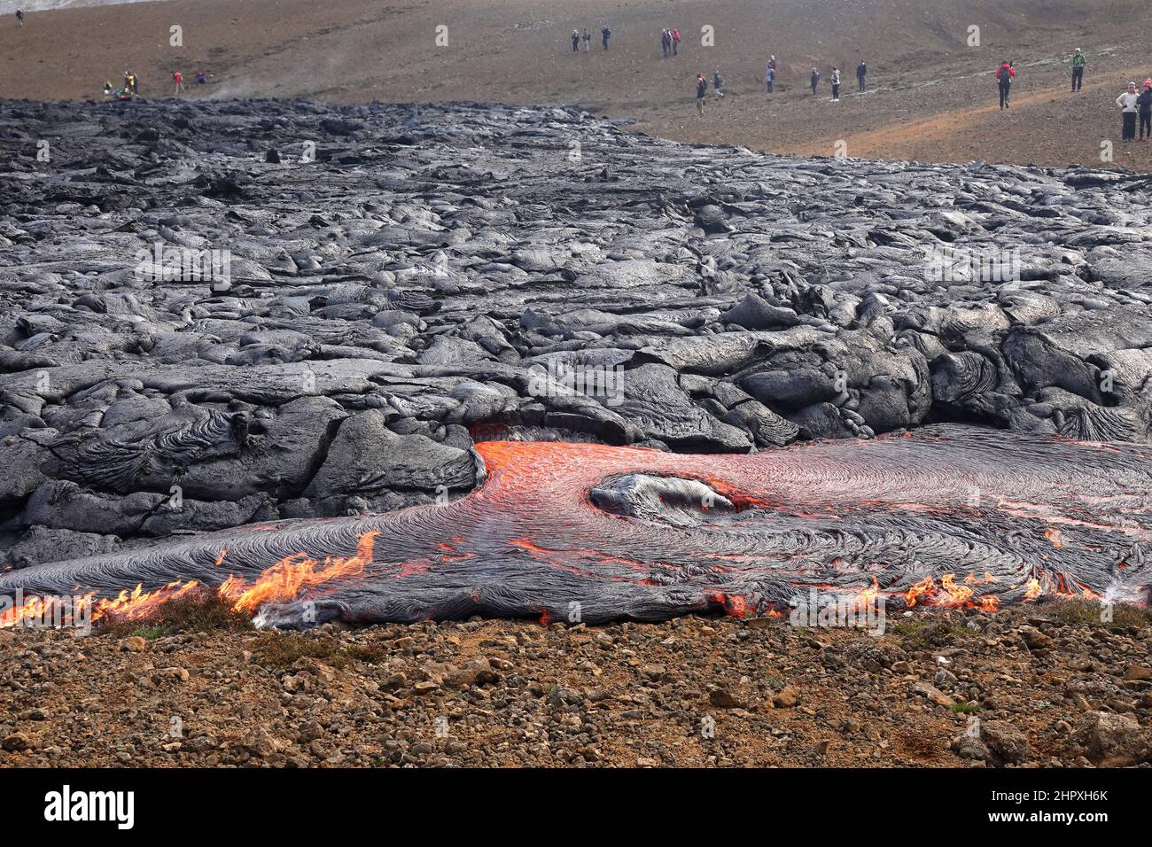 Islanda, Reykjanes, Grindavik, Fagradersfjall, Foto Stock