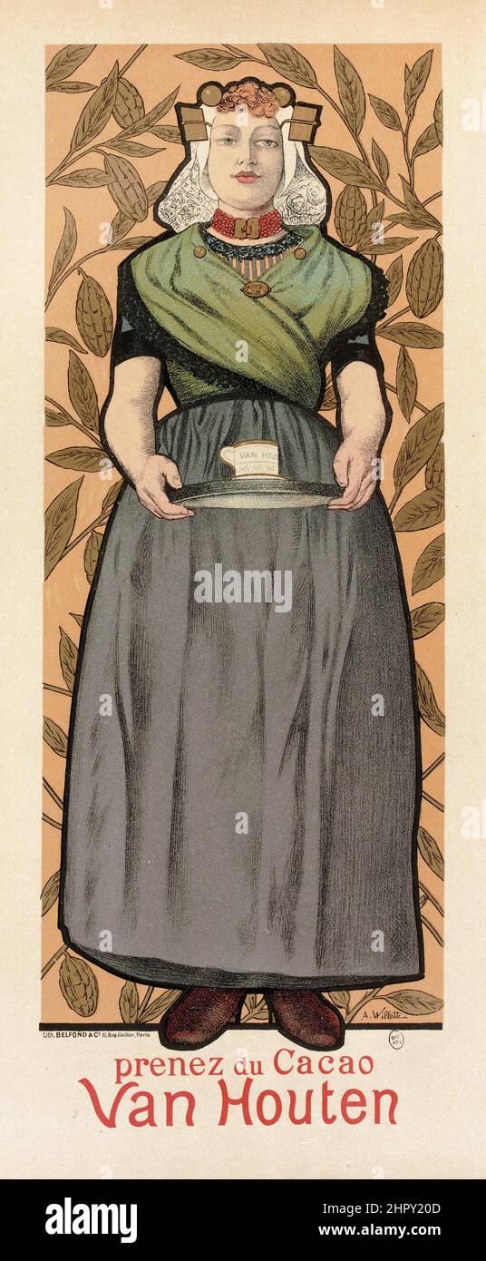 Maitres de l'affiche Vol 1 - Plate 43 - Adolphe Willette, 1895 - Prenez du cacao Van Houten. Foto Stock