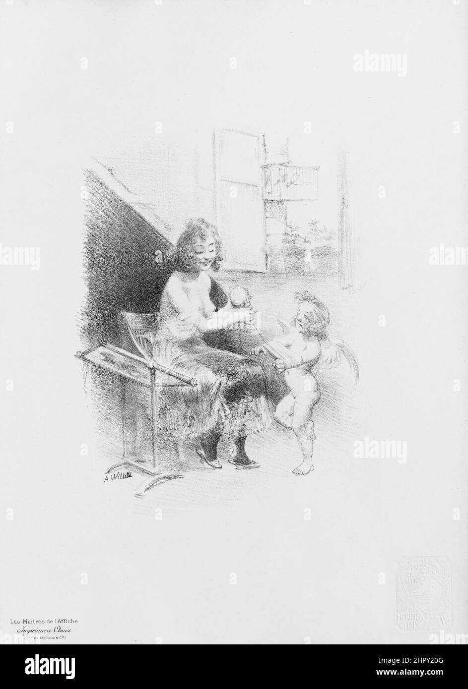 Maitres de l'affiche Vol 2 - Dessin originel - Adolphe Willette - disegno, 1895 Foto Stock