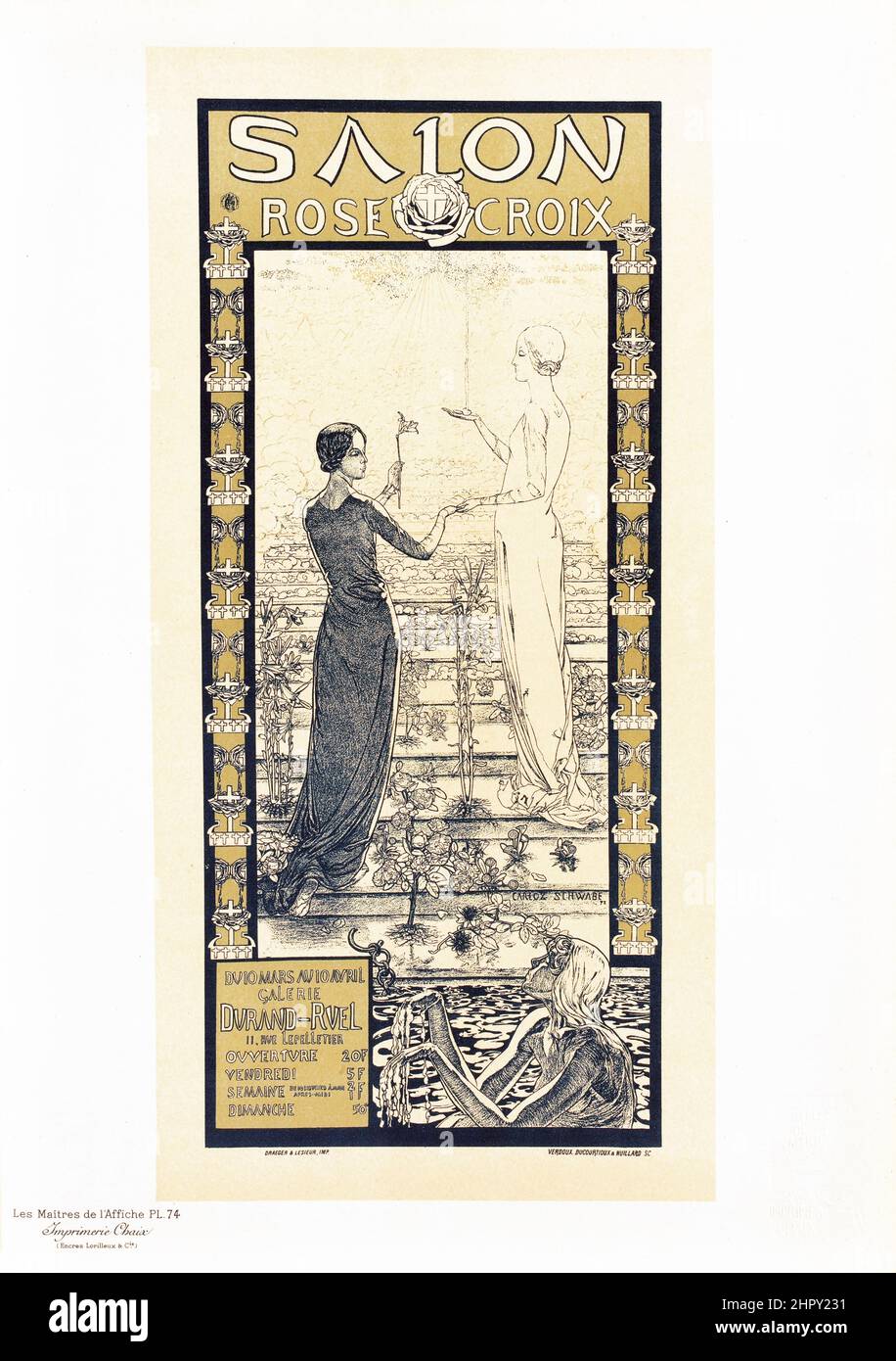 Maitres de l'affiche Vol 2 - piatto 74 - Carlos Schwabe - Salon Rose Croix. 1897. Foto Stock