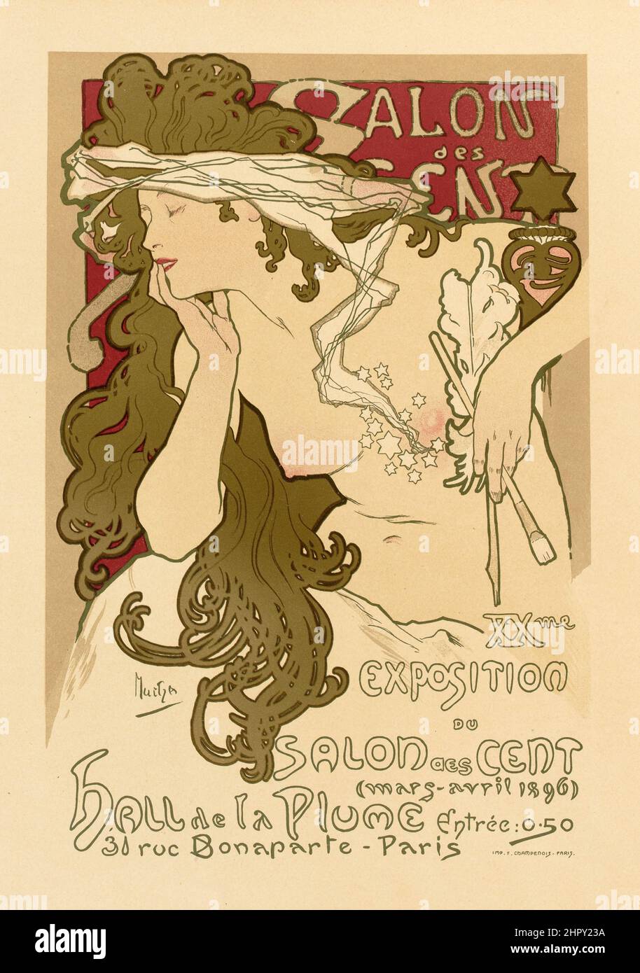 Maitres de l'affiche Vol 2 - Plate 94 - Alfons Mucha, 1895 - Salon des Cent, esposizione Foto Stock