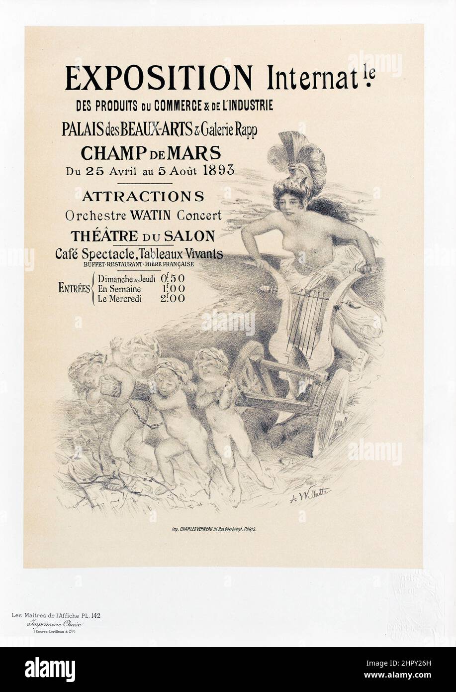 Maitres de l'affiche Vol 3 - Plate 142 - Adolphe Willette - Exposition Internat. Champ de Mars 1893. Disegno. Foto Stock
