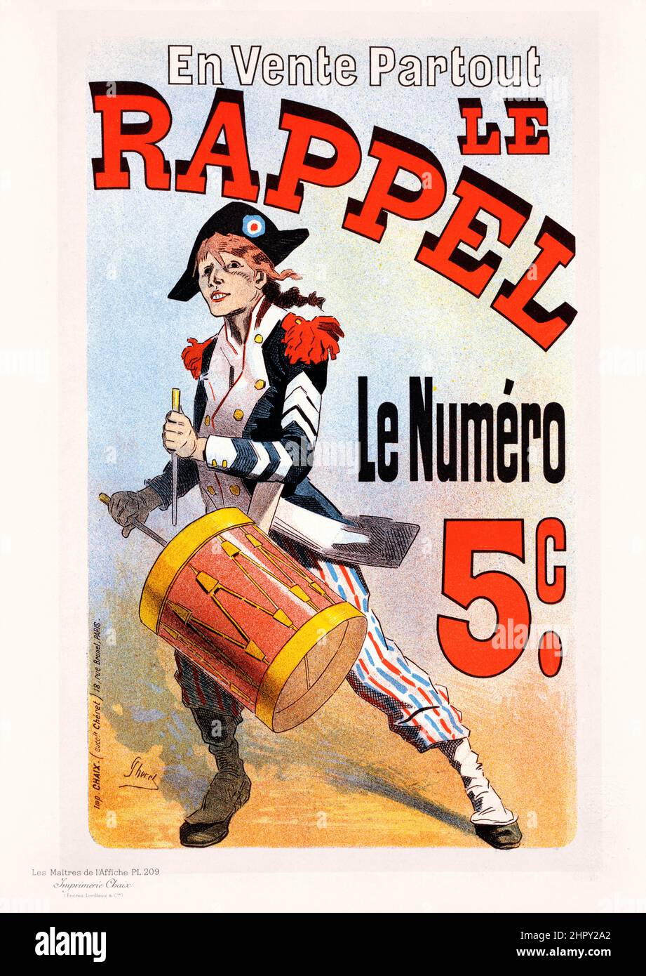 Maitres de l'affiche vol 5 - Plate 209 - Jules Cheret - en lente Partout le Rappel, le Numéro 5c. Soldato con tamburo, 1900. Foto Stock