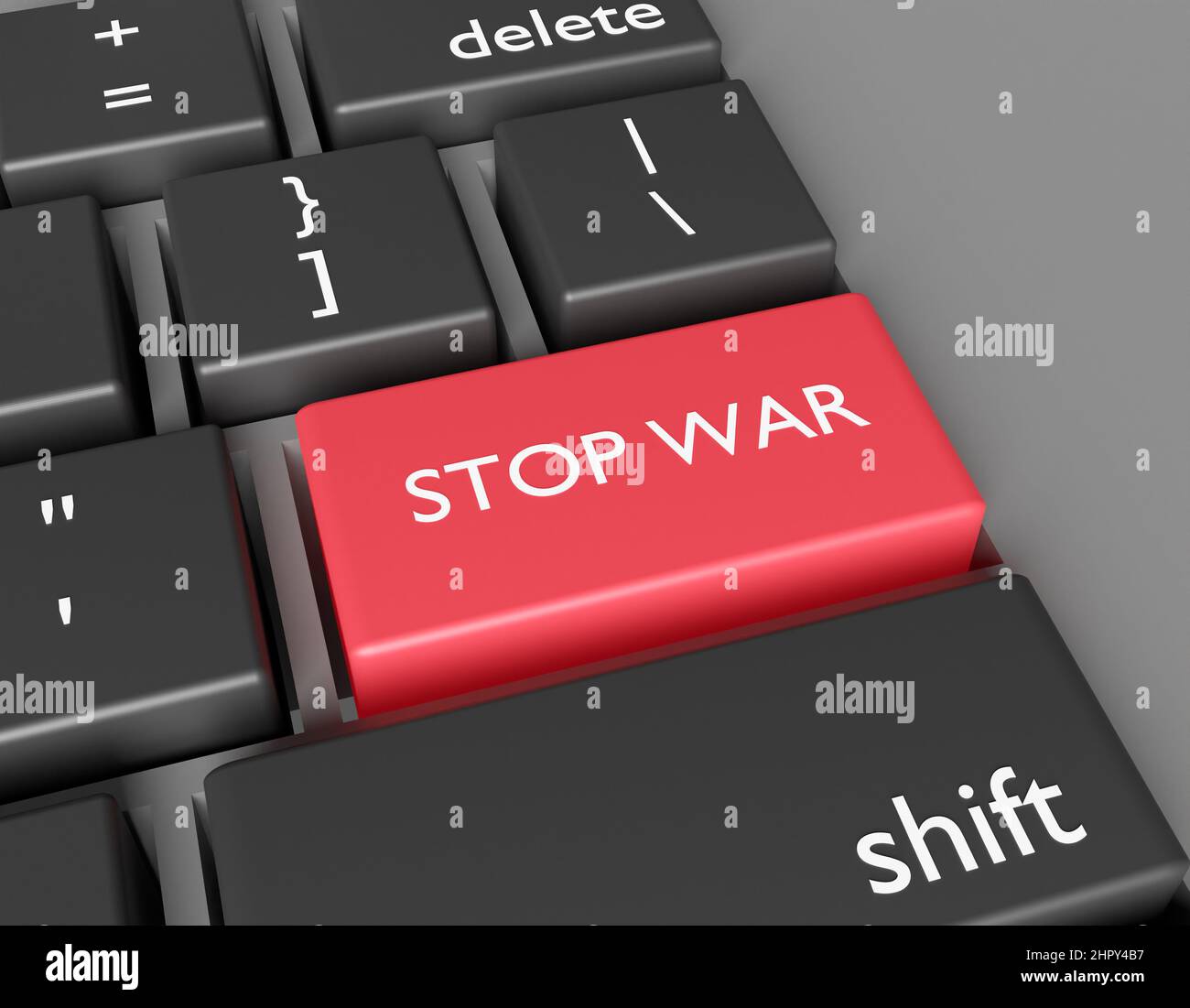 Stop segnale di guerra. Concettuale della pace. Nessuna morte. 3d rendering Foto Stock