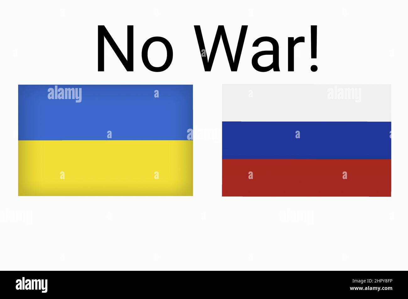 Ucraina contro Russia nel concetto di crisi di guerra mondiale. Scontro e guerra militare conflitto tra ucraino e russo paese e nazione. Bandiere dei due paesi Foto Stock
