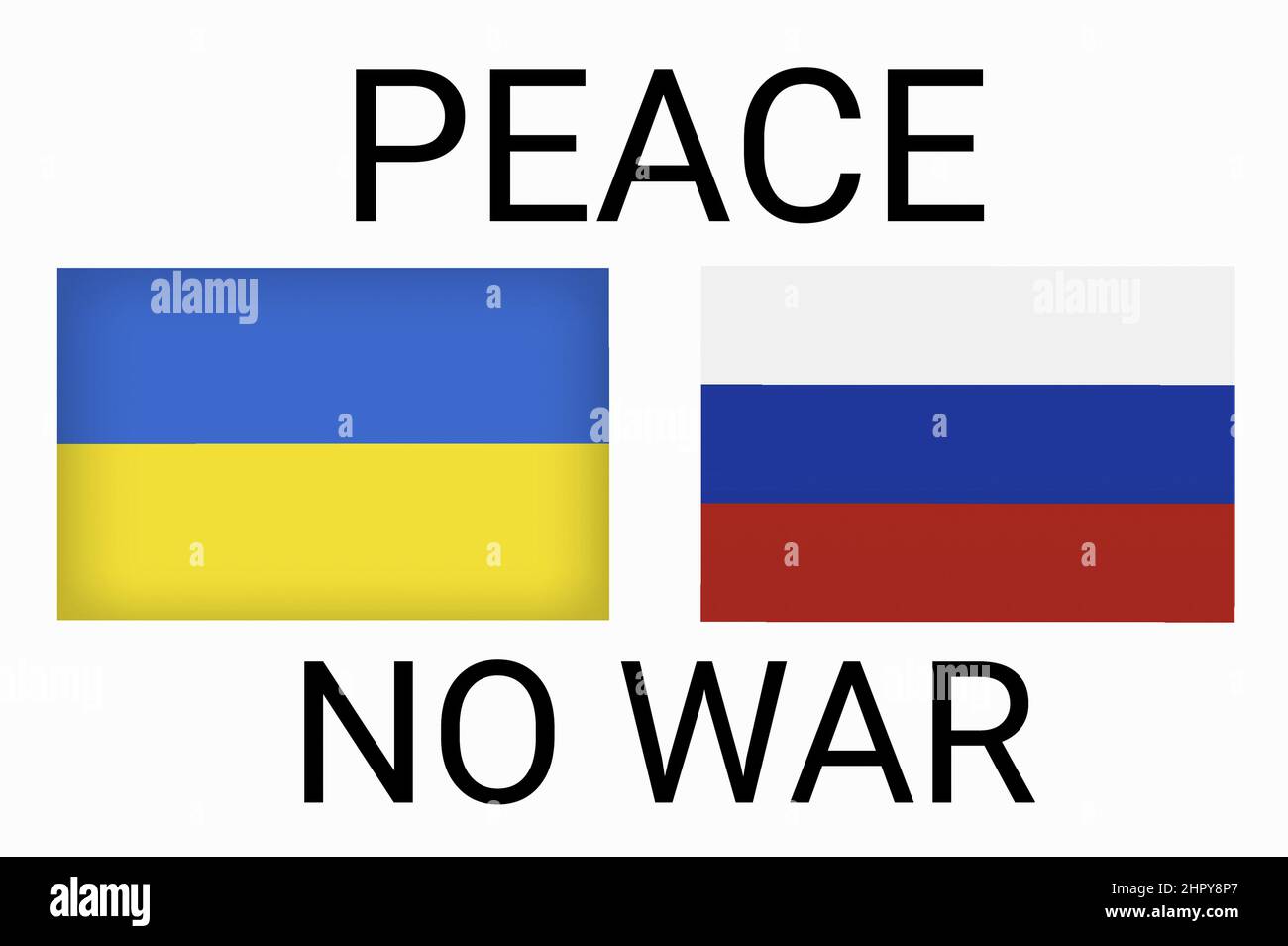 Ucraina contro Russia nel concetto di crisi di guerra mondiale. Scontro e guerra militare conflitto tra ucraino e russo paese e nazione. Bandiere dei due paesi Foto Stock