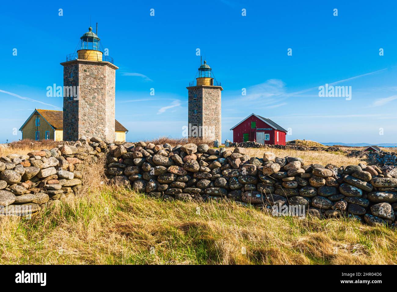 Vecchi fari storici sulla costa occidentale svedese Foto Stock