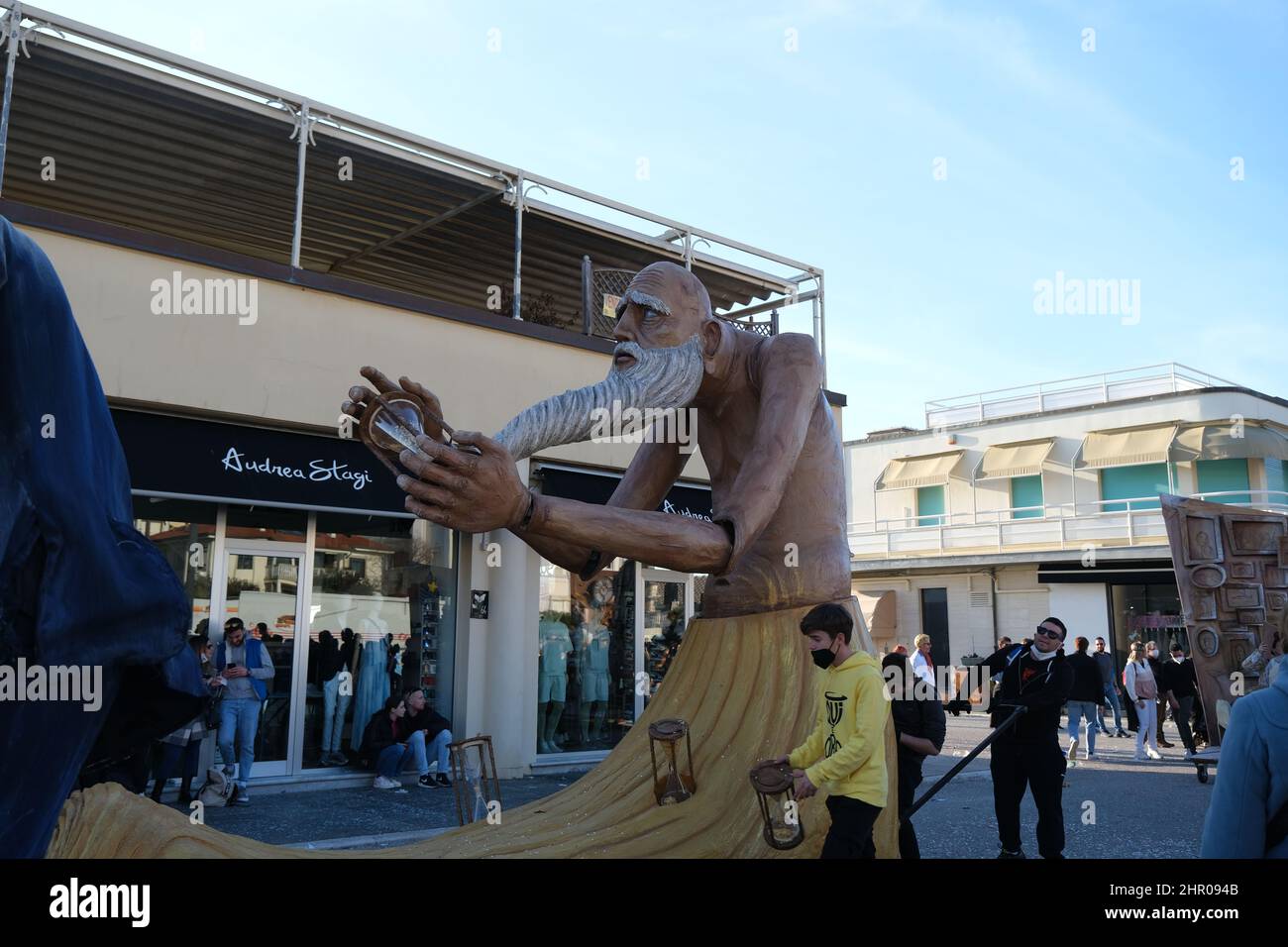 Foto dei carri sfilata per il carnevale di viareggio, nel nord della toscana, in Italia. Foto Stock