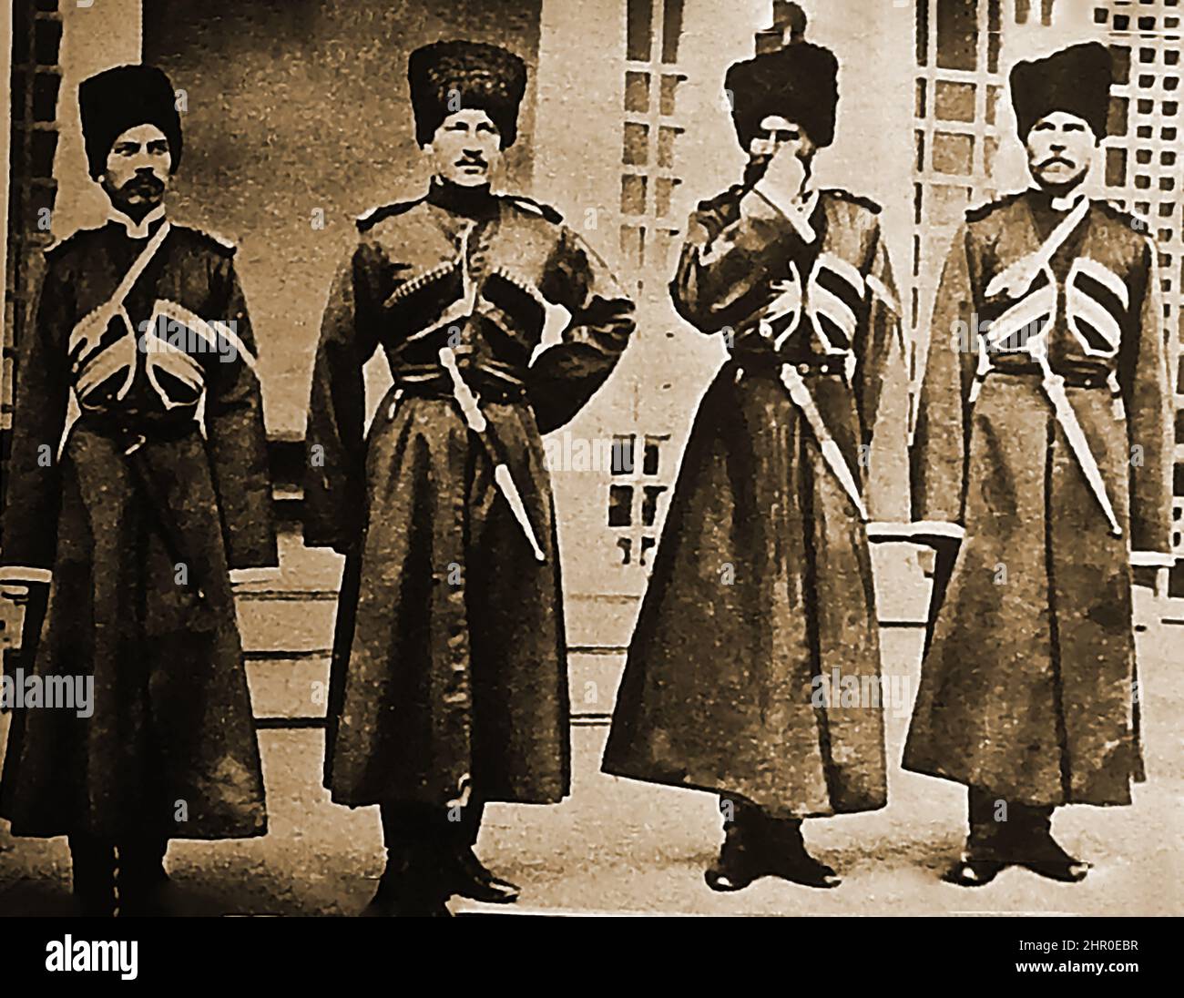 Prima guerra mondiale - soldati russi in divisa di abbigliamento completa Foto Stock