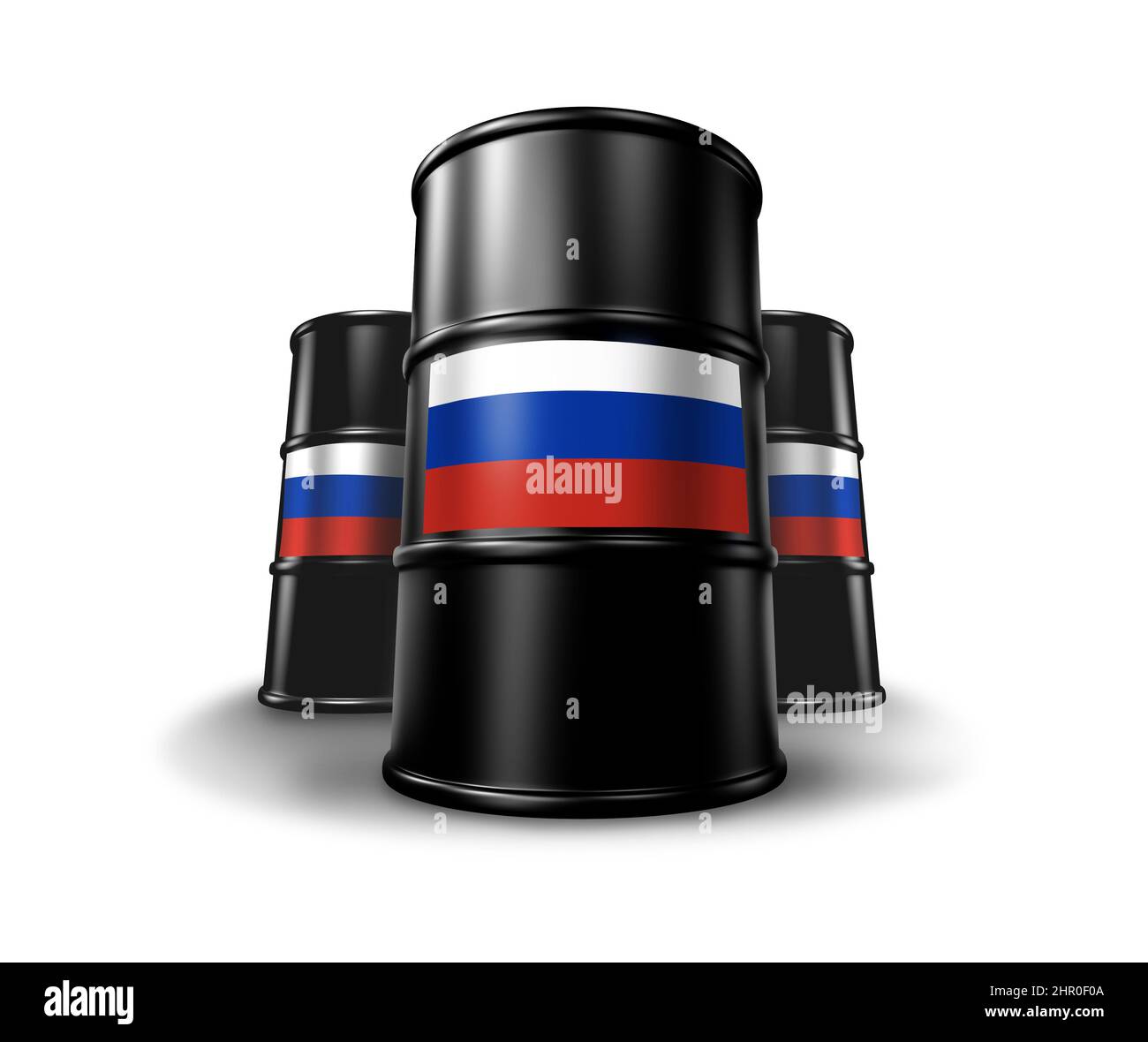 Il simbolo del petrolio russo è un'icona dell'industria petrolifera europea o dell'energia europea con gas e carburante provenienti dalla Russia come illustrazione del 3D. Foto Stock
