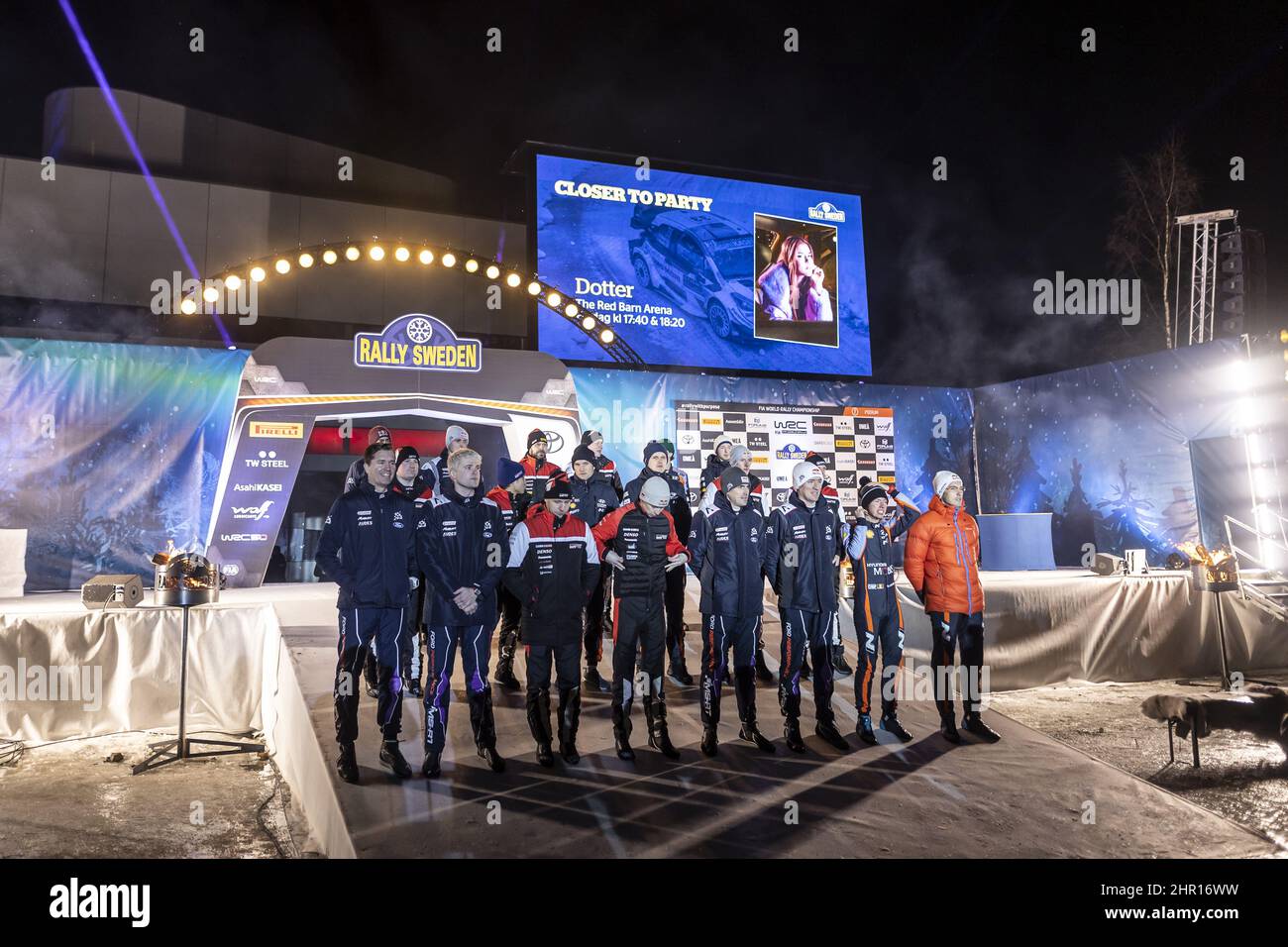 TANAK Ott (est), Hyundai Shell Mobis World Rally Team, Hyundai i20 N Rally 1, NEUVILLE Thierry (bel), Hyundai Shell Mobis World Rally Team, Hyundai i20 N Rally 1, SOLBERG Olivier (swe), Hyundai Shell Mobis World Rally Team, Hyundai i20 N Rally 1, GREENSMITH GUS (gbr World Rally), Ford Sport Team Ford Puma Rally1, FOURMAUX Adrien (fra), M-Sport Ford World Rally Team, Ford Puma Rally1, BREEN Craig (irl), M-Sport Ford World Rally Team, Ford Puma Rally1, ROVANPERA Kalle (fin), Toyota Gazoo Racing WRT, Toyota GR Yaris Rally1, EVANS Elfyn (gbr), Toyota Gazoo Racing WRT, Toyota Yaris Rally1, GR Yaris, Toyota Yaris Foto Stock