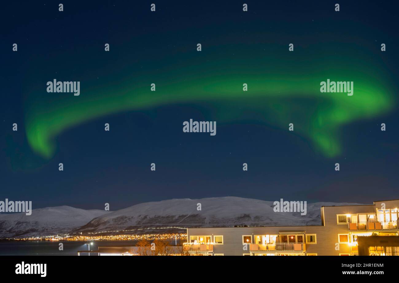 loop aurora, Norvegia, Troms, Sandnessund, Tromsoe Foto Stock