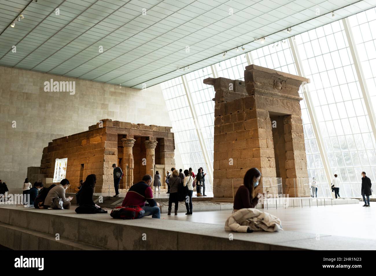 Il Tempio di Dendur al Metropolitan Museum of Art di New York City, USA. Questo tempio egiziano risale al 15 a.C. ed è stato costruito dai Romani. Foto Stock