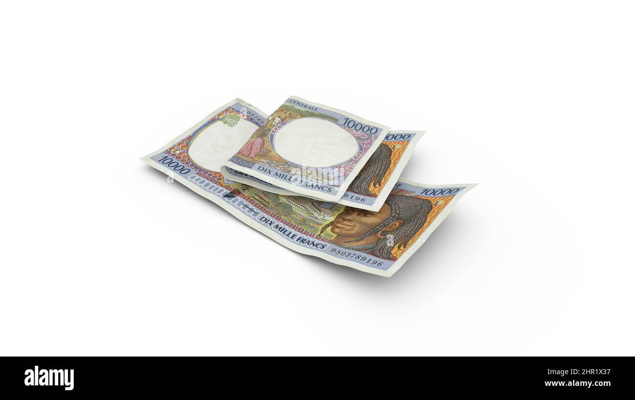 3D rendering del doppio 10000 centrafricano CFA froc note con ombre Foto Stock