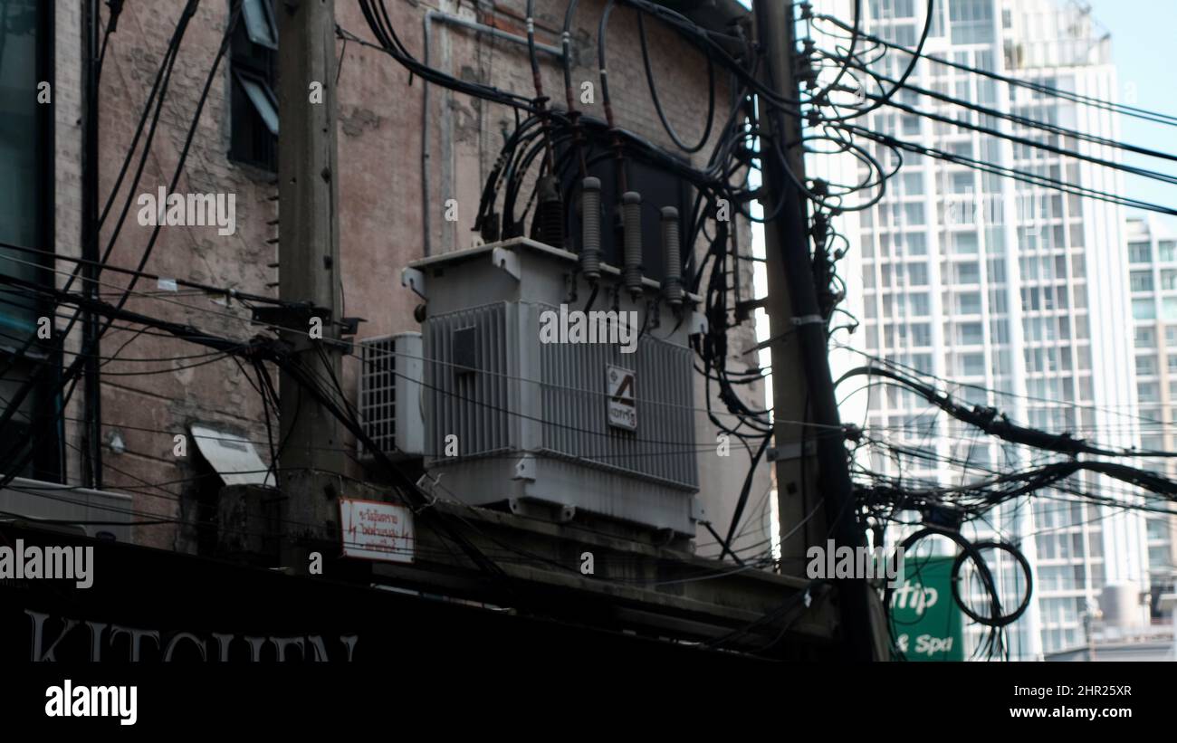 L'infrastruttura elettorale della Thailandia Transformers griglia Bangkok Thailandia Foto Stock