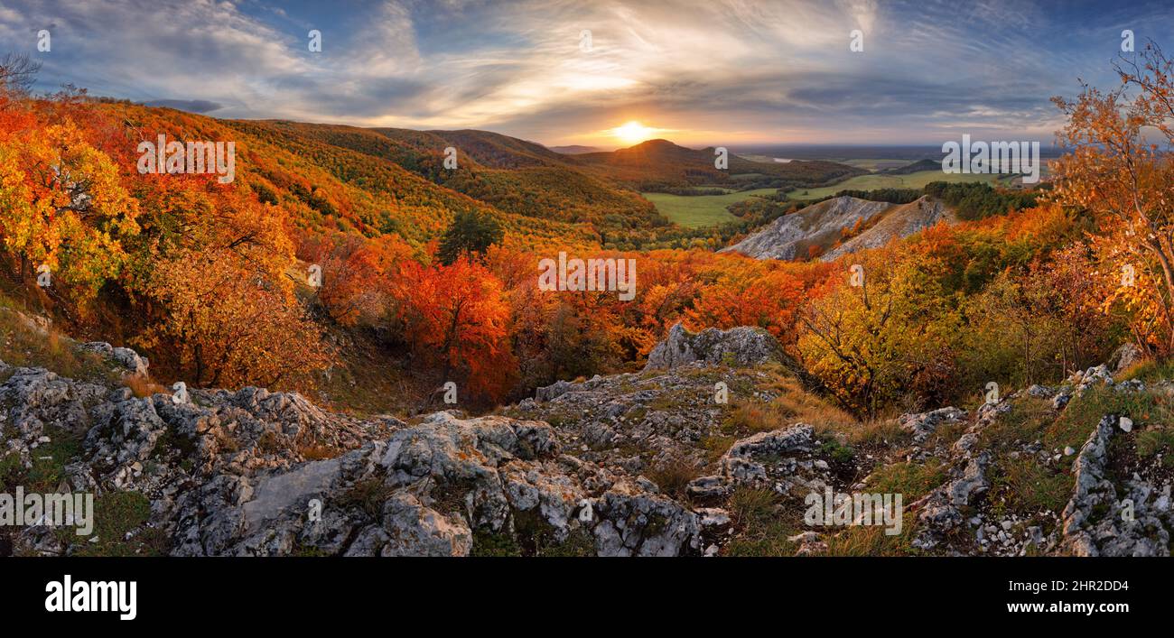 Natura in autunno, montagna con paesaggio forestale Foto Stock