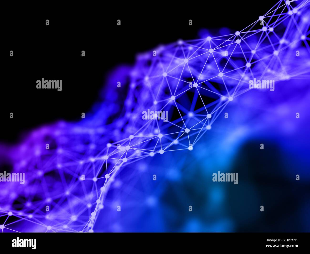 3D rappresentazione di uno sfondo di comunicazione di rete con profondità di campo ridotta Foto Stock