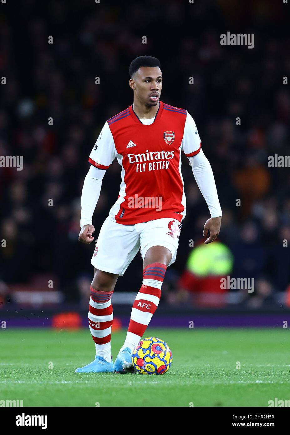 Londra, Regno Unito. 24th Feb 2022. Gabriel dell'Arsenal durante la partita della Premier League all'Emirates Stadium di Londra. Il credito d'immagine dovrebbe leggere: David Klein/Sportimage Credit: Sportimage/Alamy Live News Foto Stock