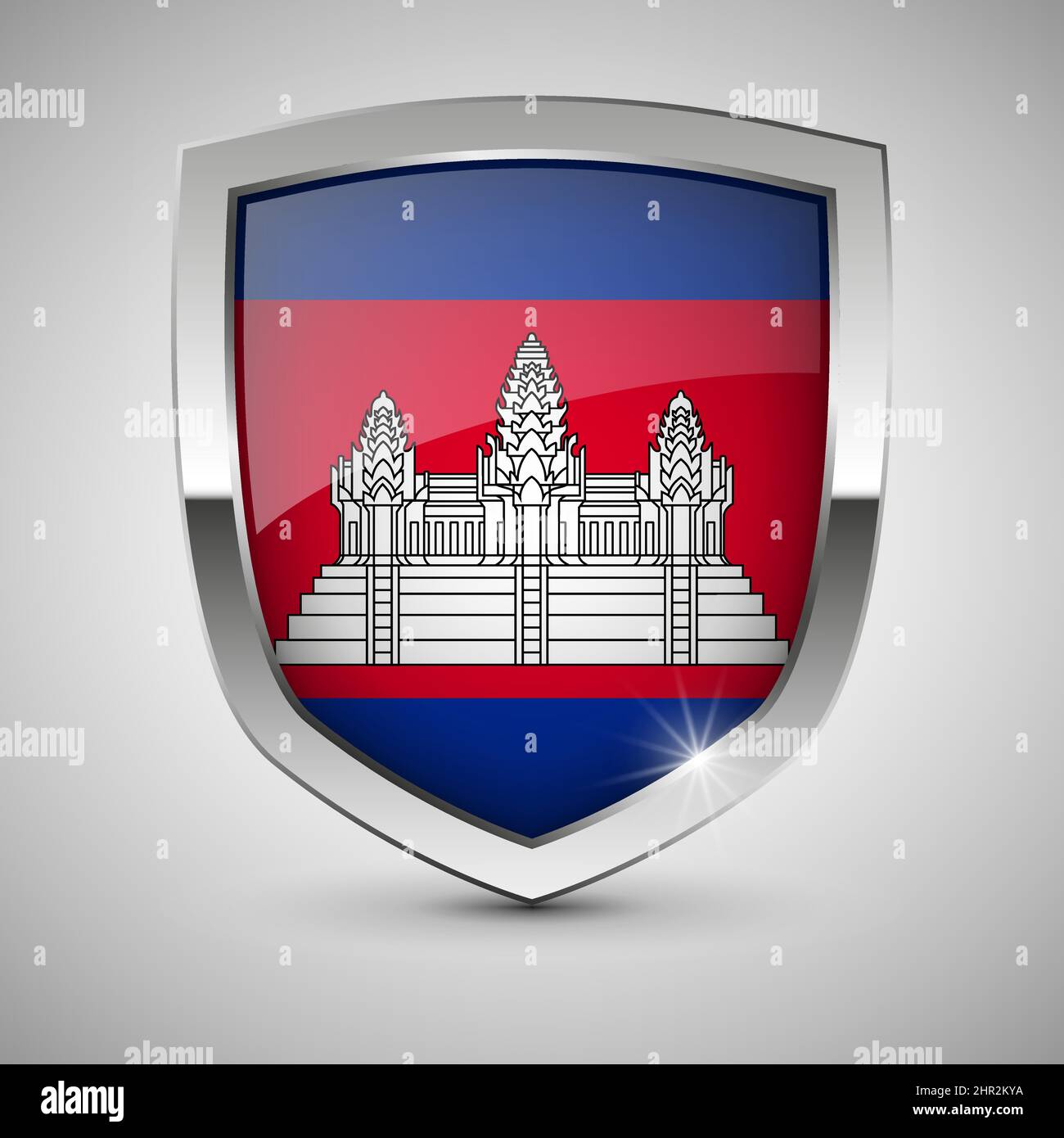 EPS10 Vector scudo patriottico con bandiera della Cambogia. Un elemento di impatto per l'uso che si desidera fare di esso. Illustrazione Vettoriale