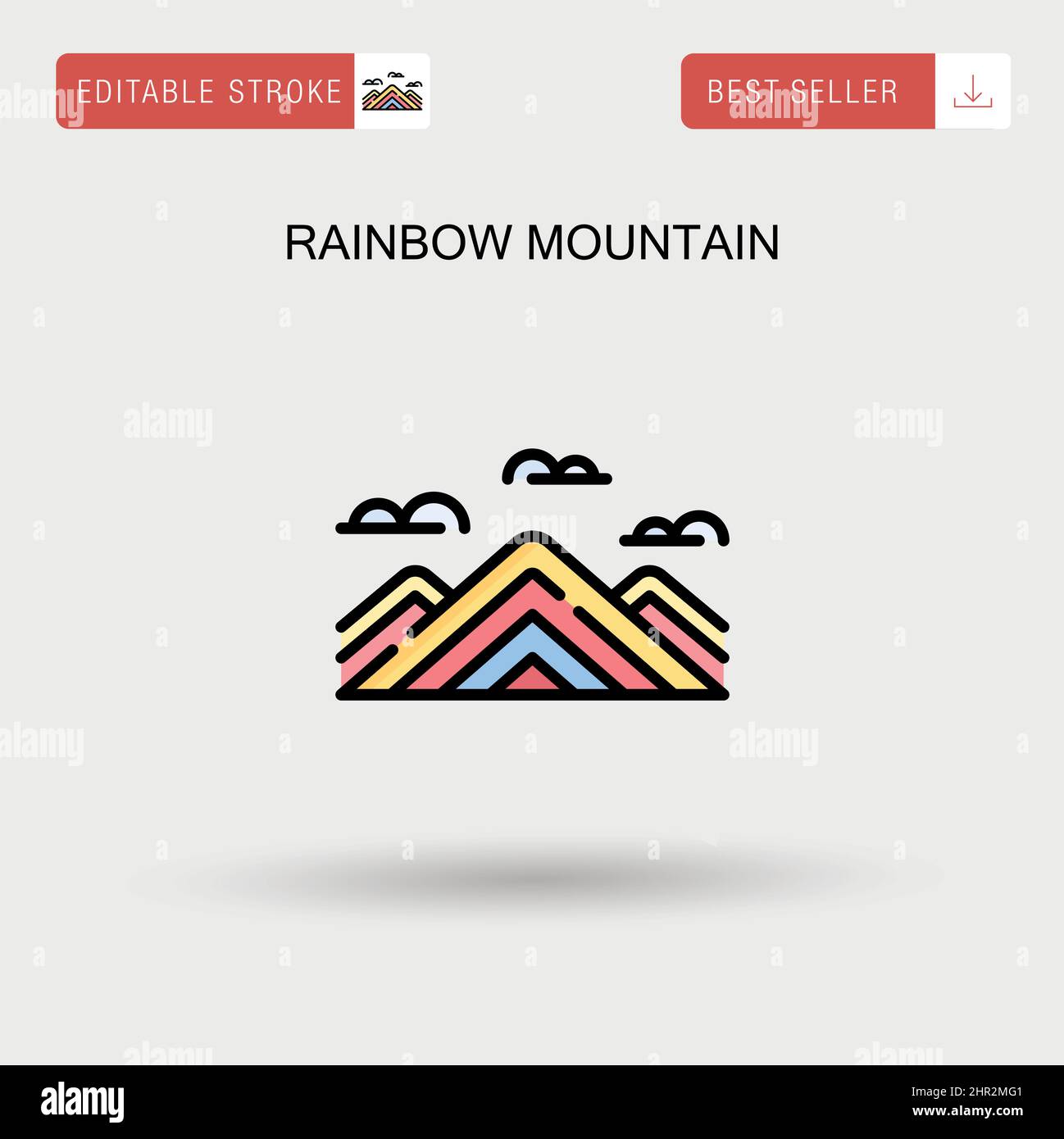 Rainbow montagna semplice vettore icona. Illustrazione Vettoriale