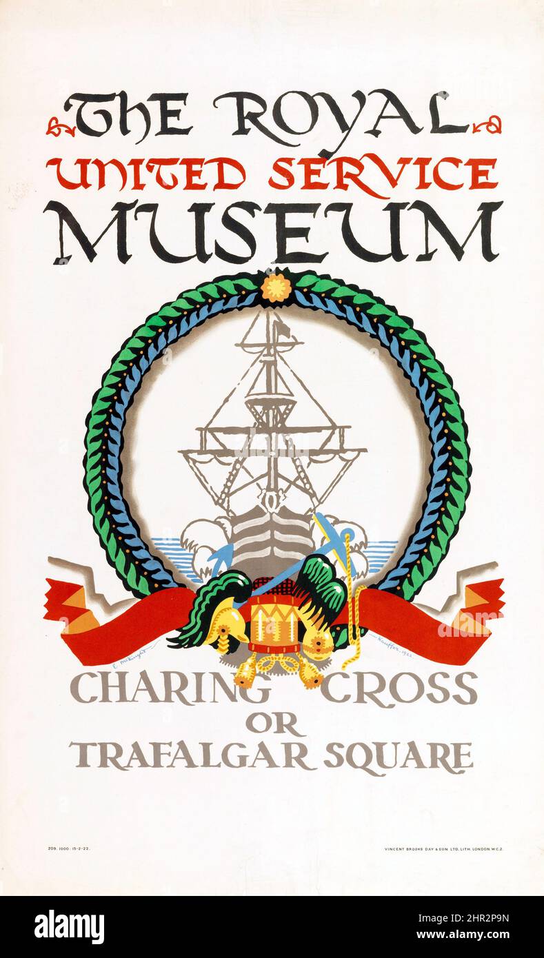 Poster, il Royal United Service Museum, per la metropolitana di Londra, 1921 Foto Stock
