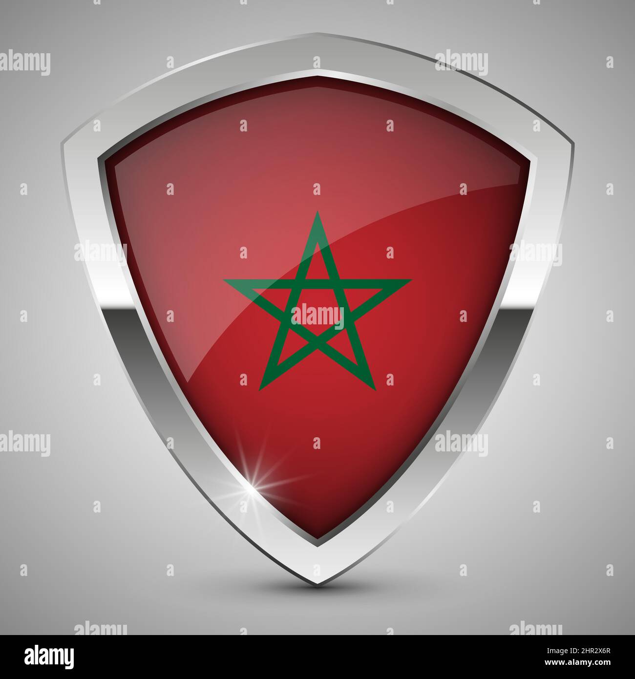 EPS10 Vector scudo patriottico con bandiera del Marocco. Un elemento di impatto per l'uso che si desidera fare di esso. Illustrazione Vettoriale