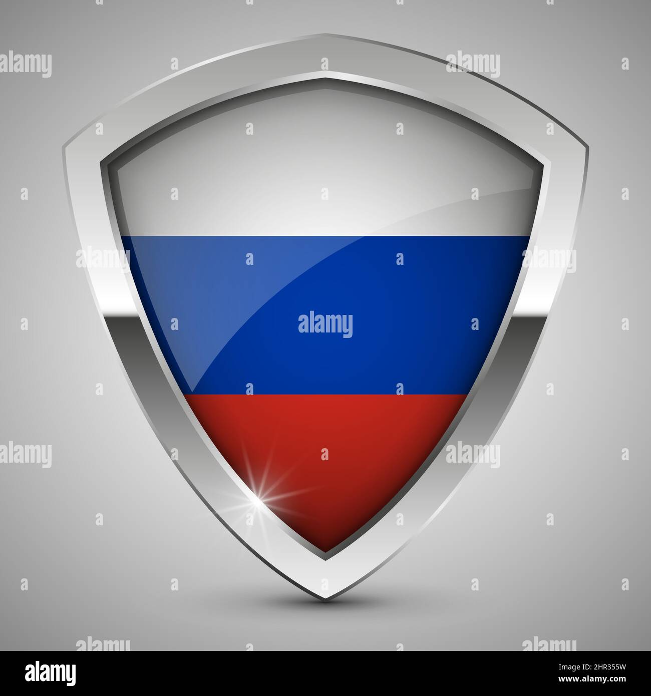 EPS10 Vector Patriotic Shield con bandiera della Russia. Un elemento di impatto per l'uso che si desidera fare di esso. Illustrazione Vettoriale