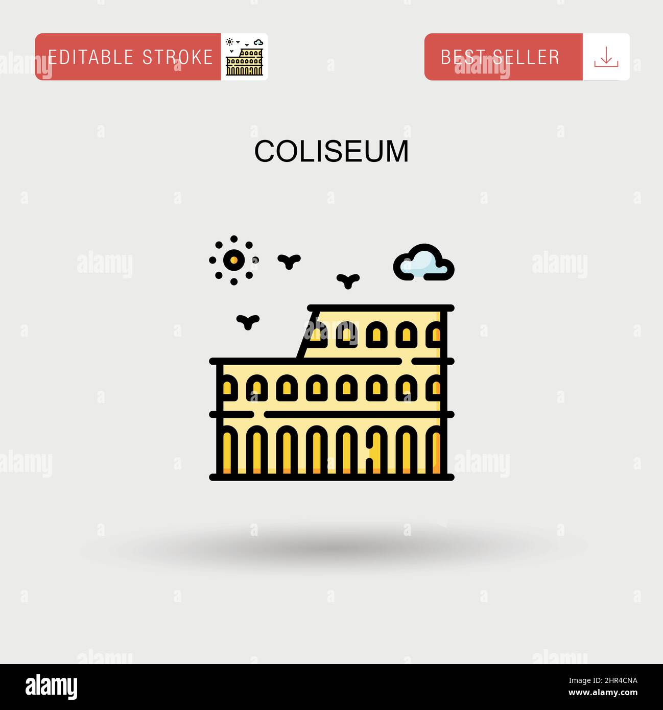 Icona del vettore Coliseum Simple. Illustrazione Vettoriale