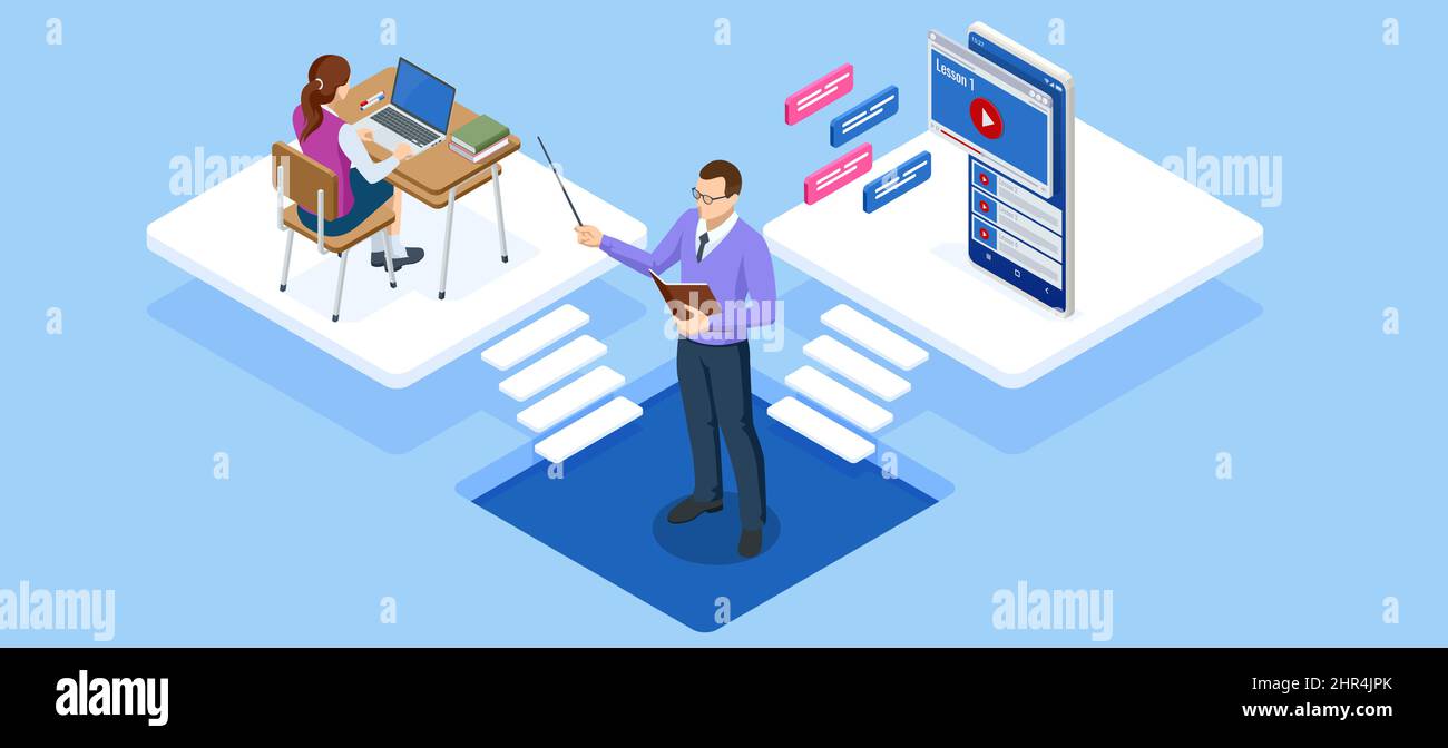 Concetto di laboratorio chimico isometrico. Laboratorio tecnico di biologia molecolare. In un laboratorio di ricerca scientifica o tecnologica, esperimenti, e. Illustrazione Vettoriale