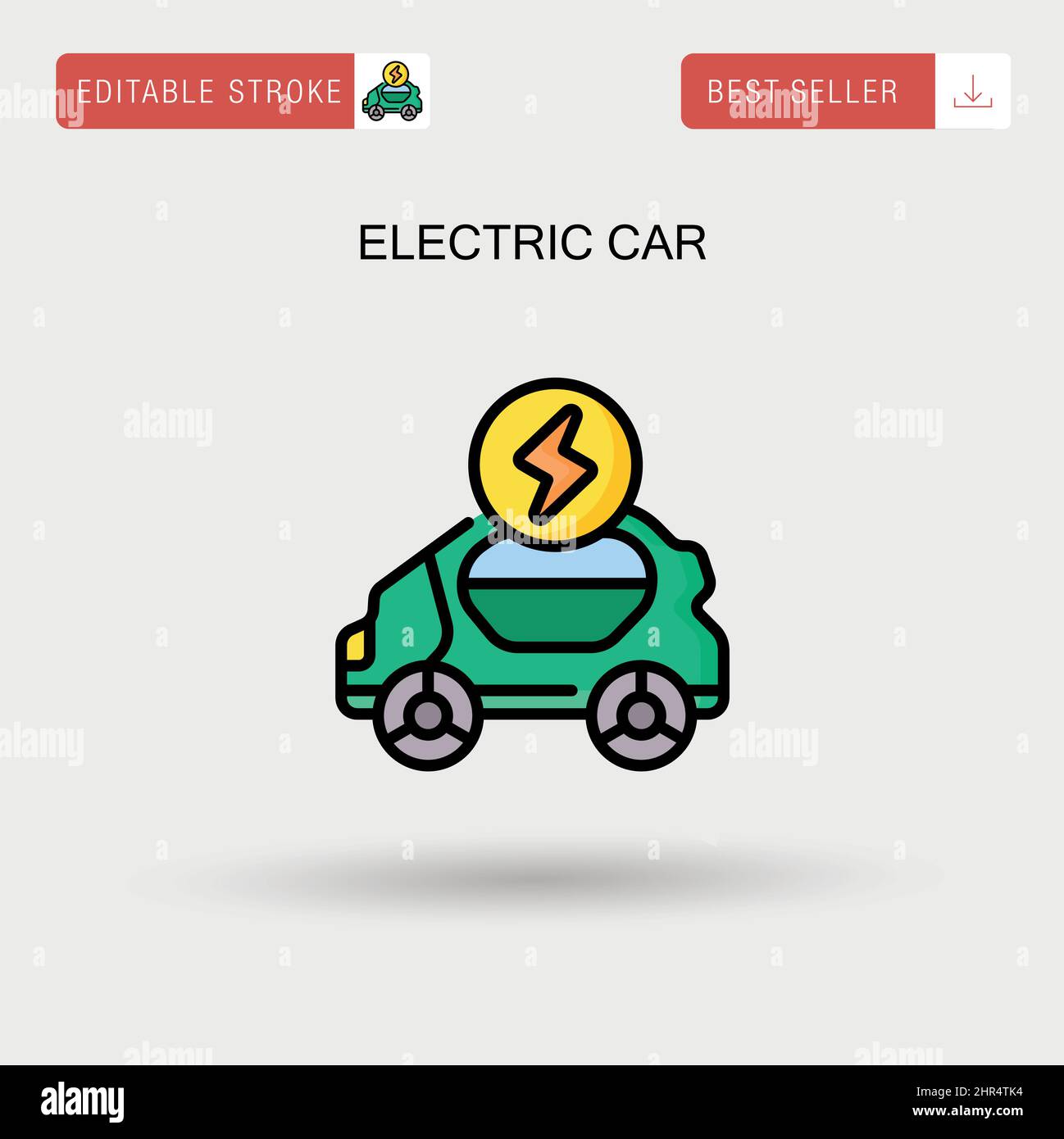 Icona vettoriale semplice per auto elettriche. Illustrazione Vettoriale