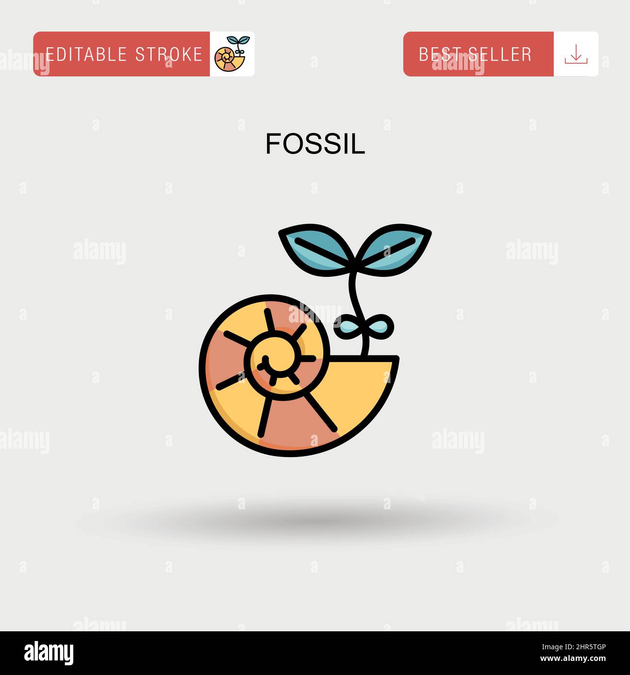 Icona del vettore fossile semplice. Illustrazione Vettoriale