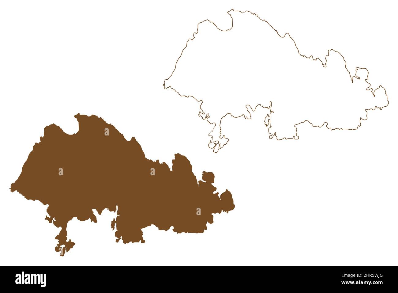 Isola di Ulva (Regno Unito di Gran Bretagna e Irlanda del Nord, Scozia) illustrazione vettoriale mappa, schizza mappa isola di Ulbha Illustrazione Vettoriale