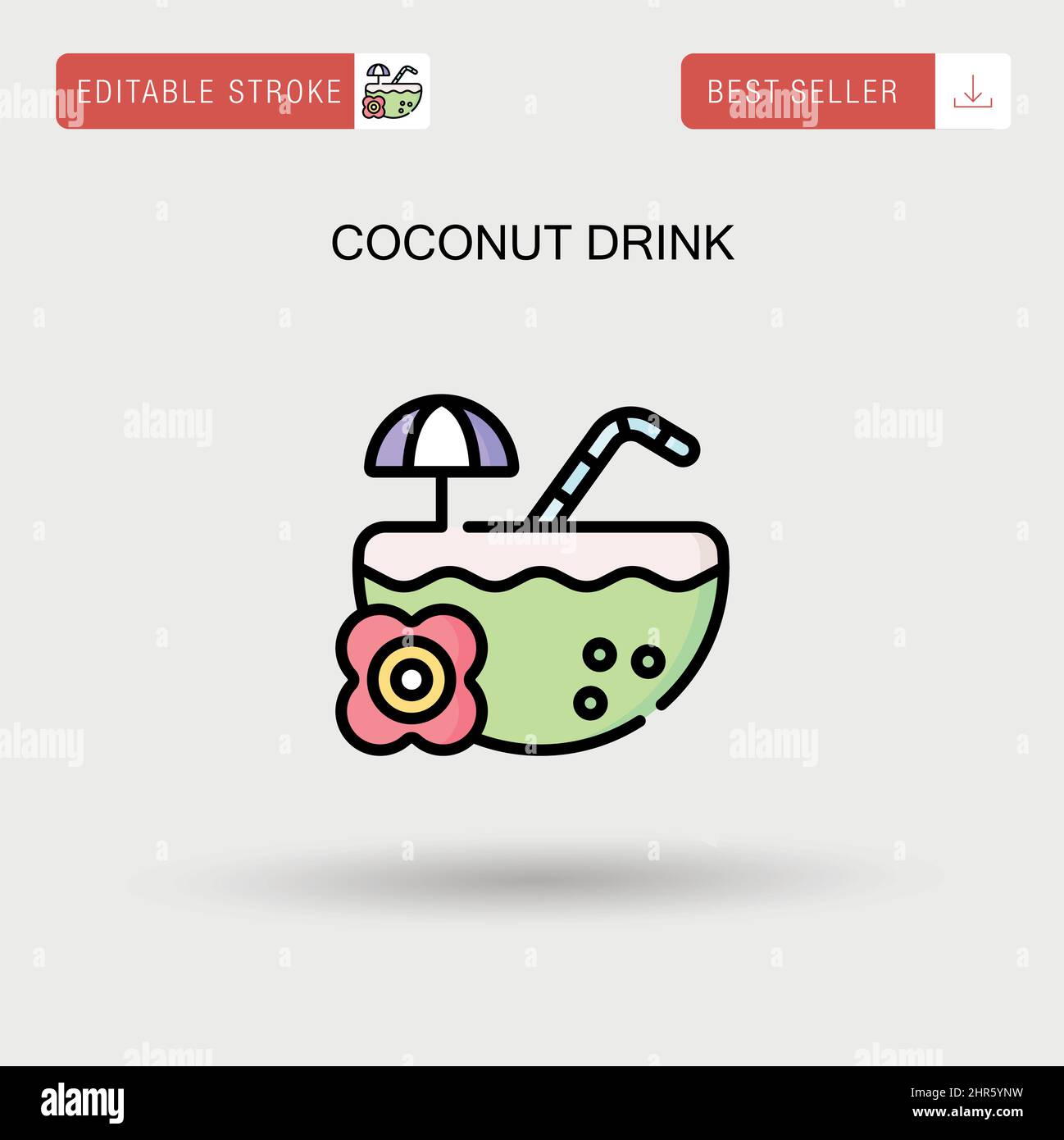 Coconut drink semplice icona vettoriale. Illustrazione Vettoriale