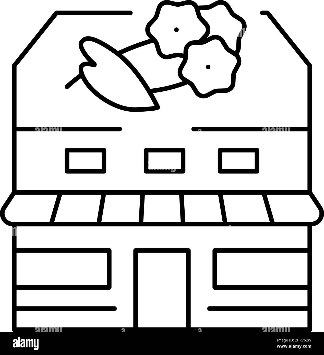 illustrazione vettoriale dell'icona della linea del negozio di fiori Illustrazione Vettoriale